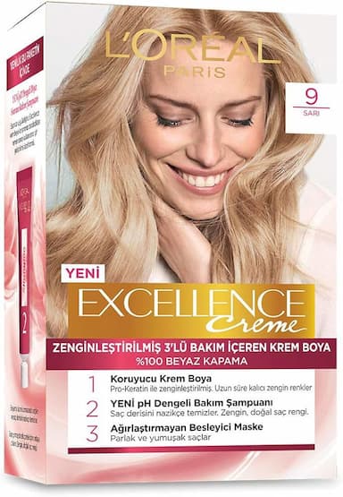 L'Oréal Paris Excellence Creme Saç Boyası - 9 Sarı  ürün resmi ve değerlendirmesi